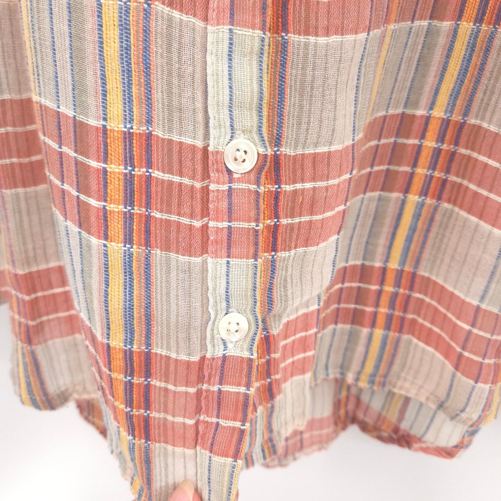 Sundance Painted Desert plaid Button Down Shirt Womens 12 Mixed Media Crochet - Picture 7 of 9
